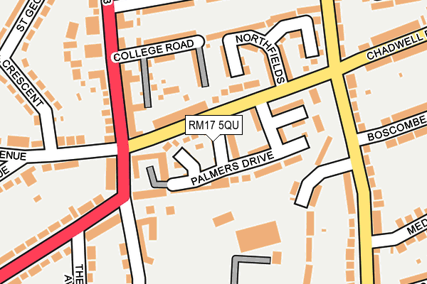 RM17 5QU map - OS OpenMap – Local (Ordnance Survey)