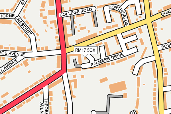 RM17 5QX map - OS OpenMap – Local (Ordnance Survey)