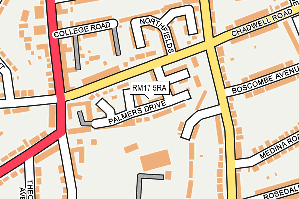 RM17 5RA map - OS OpenMap – Local (Ordnance Survey)