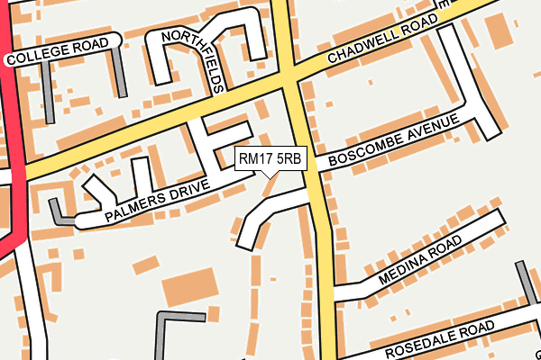 RM17 5RB map - OS OpenMap – Local (Ordnance Survey)
