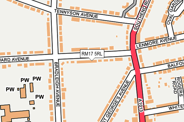 RM17 5RL map - OS OpenMap – Local (Ordnance Survey)