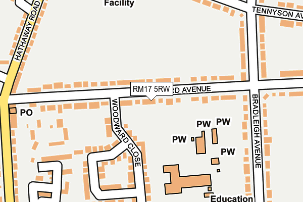 RM17 5RW map - OS OpenMap – Local (Ordnance Survey)