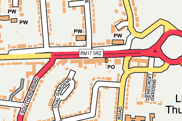 RM17 5RZ map - OS OpenMap – Local (Ordnance Survey)