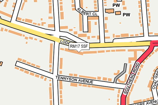 RM17 5SF map - OS OpenMap – Local (Ordnance Survey)