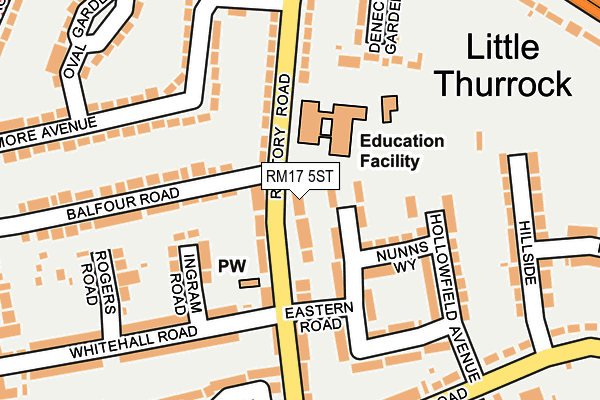 RM17 5ST map - OS OpenMap – Local (Ordnance Survey)