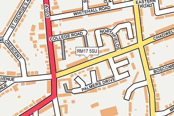 RM17 5SU map - OS OpenMap – Local (Ordnance Survey)