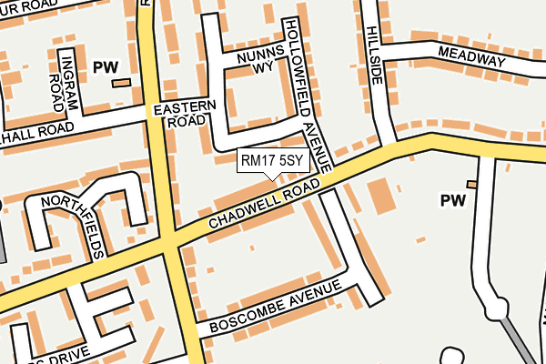 RM17 5SY map - OS OpenMap – Local (Ordnance Survey)