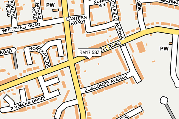 RM17 5SZ map - OS OpenMap – Local (Ordnance Survey)