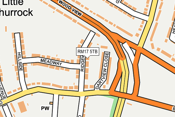 RM17 5TB map - OS OpenMap – Local (Ordnance Survey)