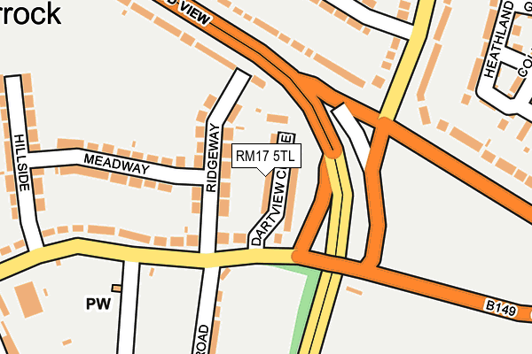 RM17 5TL map - OS OpenMap – Local (Ordnance Survey)