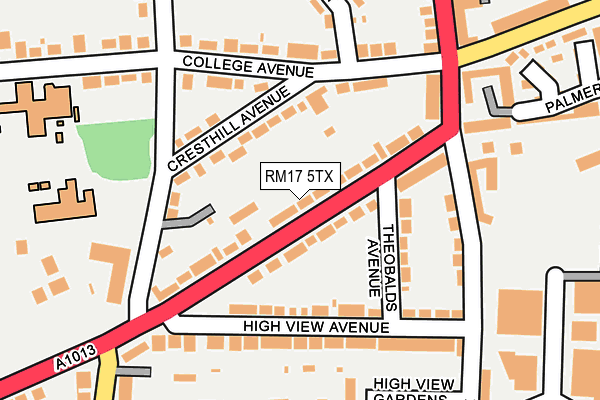 RM17 5TX map - OS OpenMap – Local (Ordnance Survey)