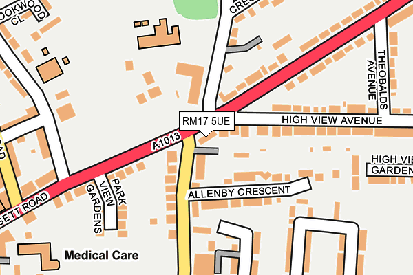 RM17 5UE map - OS OpenMap – Local (Ordnance Survey)