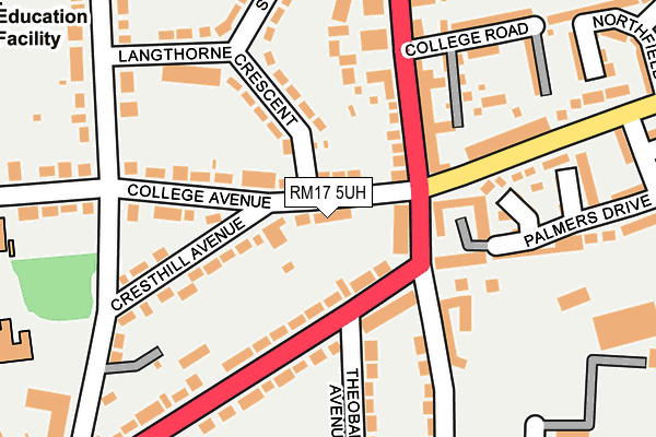 RM17 5UH map - OS OpenMap – Local (Ordnance Survey)