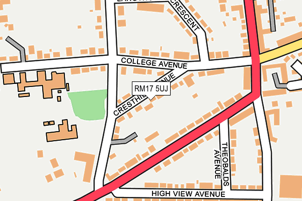 RM17 5UJ map - OS OpenMap – Local (Ordnance Survey)