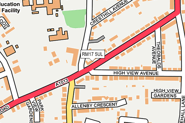 RM17 5UL map - OS OpenMap – Local (Ordnance Survey)