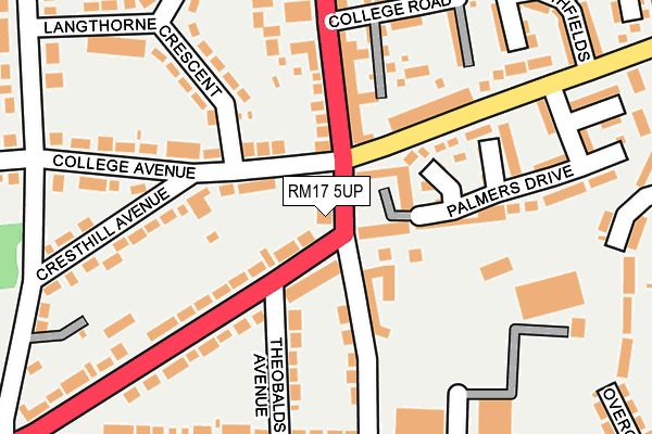 RM17 5UP map - OS OpenMap – Local (Ordnance Survey)