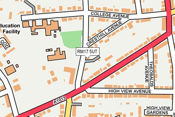 RM17 5UT map - OS OpenMap – Local (Ordnance Survey)