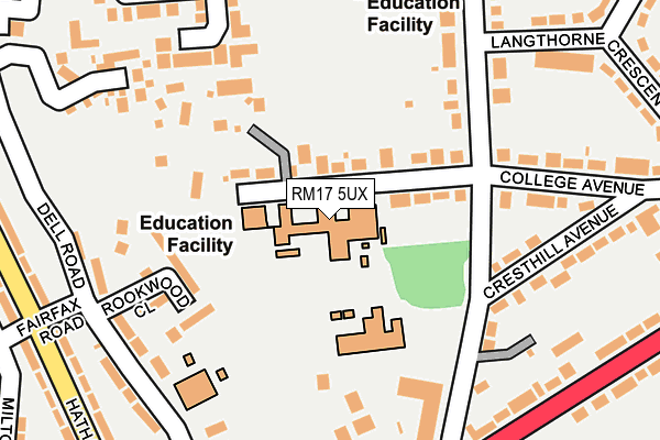 RM17 5UX map - OS OpenMap – Local (Ordnance Survey)