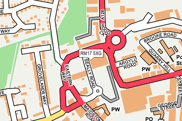 RM17 5XG map - OS OpenMap – Local (Ordnance Survey)