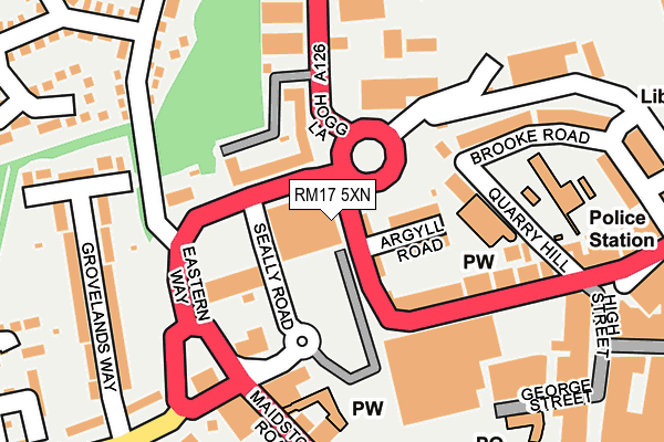 RM17 5XN map - OS OpenMap – Local (Ordnance Survey)