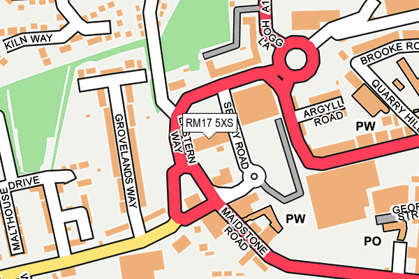 RM17 5XS map - OS OpenMap – Local (Ordnance Survey)