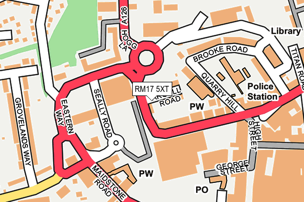 RM17 5XT map - OS OpenMap – Local (Ordnance Survey)