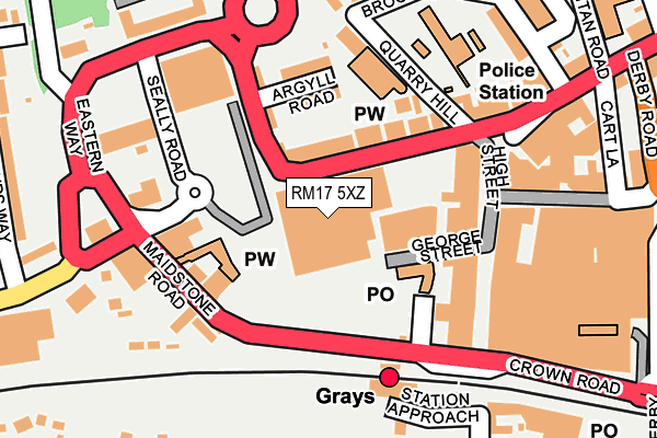 RM17 5XZ map - OS OpenMap – Local (Ordnance Survey)