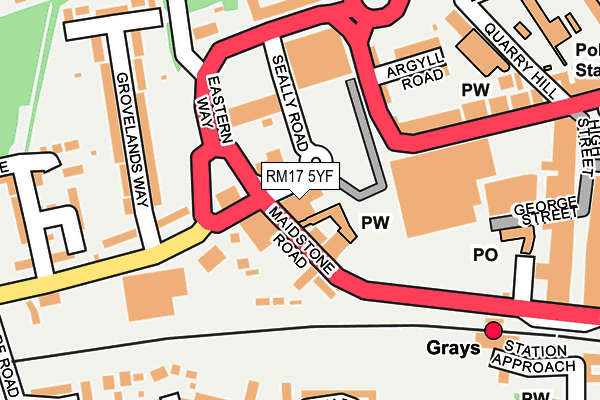 RM17 5YF map - OS OpenMap – Local (Ordnance Survey)
