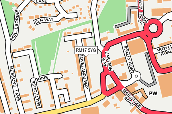 RM17 5YG map - OS OpenMap – Local (Ordnance Survey)
