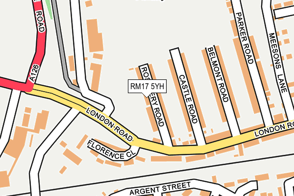 RM17 5YH map - OS OpenMap – Local (Ordnance Survey)