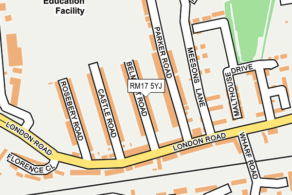 RM17 5YJ map - OS OpenMap – Local (Ordnance Survey)