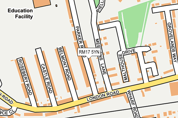 RM17 5YN map - OS OpenMap – Local (Ordnance Survey)