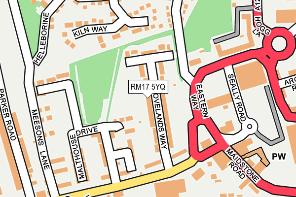 RM17 5YQ map - OS OpenMap – Local (Ordnance Survey)