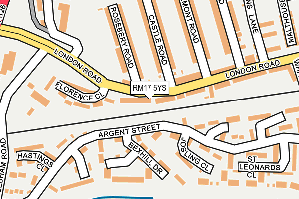 RM17 5YS map - OS OpenMap – Local (Ordnance Survey)