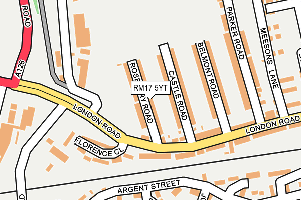 RM17 5YT map - OS OpenMap – Local (Ordnance Survey)