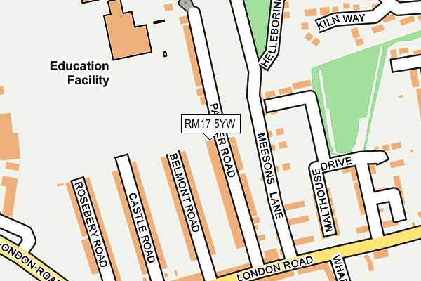 RM17 5YW map - OS OpenMap – Local (Ordnance Survey)