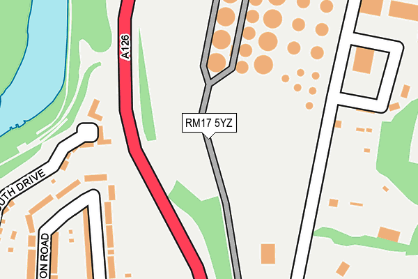 RM17 5YZ map - OS OpenMap – Local (Ordnance Survey)