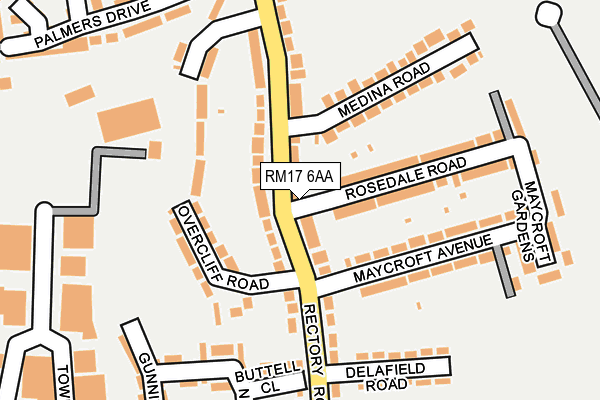 RM17 6AA map - OS OpenMap – Local (Ordnance Survey)