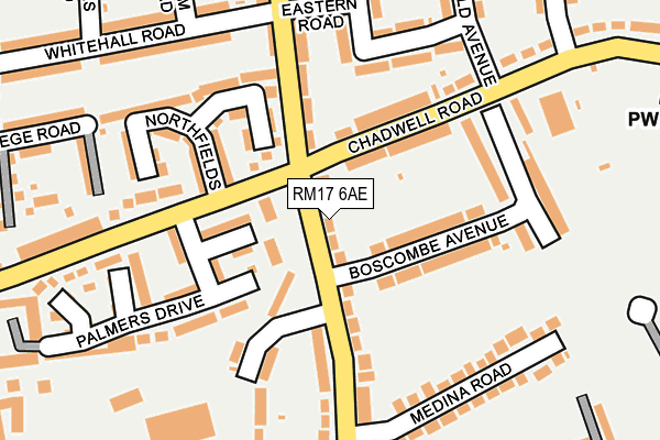 RM17 6AE map - OS OpenMap – Local (Ordnance Survey)
