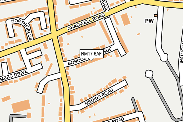 RM17 6AF map - OS OpenMap – Local (Ordnance Survey)