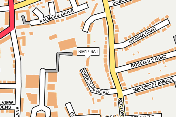 RM17 6AJ map - OS OpenMap – Local (Ordnance Survey)