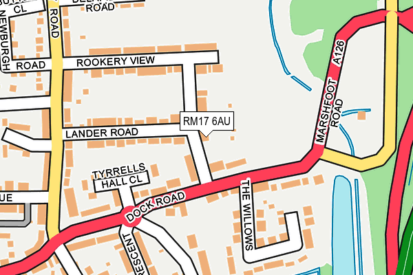 RM17 6AU map - OS OpenMap – Local (Ordnance Survey)