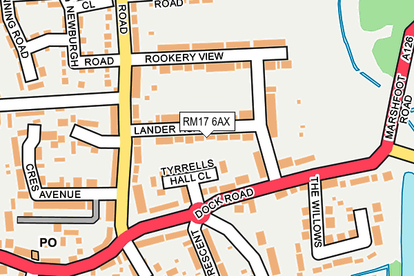 RM17 6AX map - OS OpenMap – Local (Ordnance Survey)
