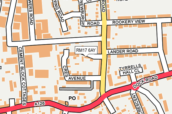 RM17 6AY map - OS OpenMap – Local (Ordnance Survey)