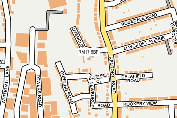 RM17 6BF map - OS OpenMap – Local (Ordnance Survey)