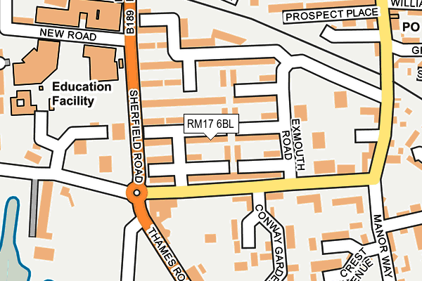 RM17 6BL map - OS OpenMap – Local (Ordnance Survey)