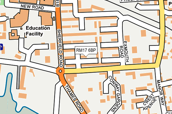 RM17 6BP map - OS OpenMap – Local (Ordnance Survey)