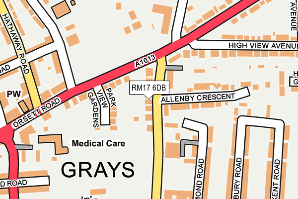 RM17 6DB map - OS OpenMap – Local (Ordnance Survey)