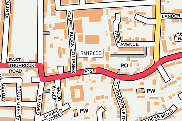 RM17 6DD map - OS OpenMap – Local (Ordnance Survey)