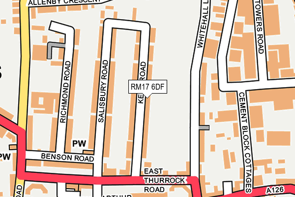 RM17 6DF map - OS OpenMap – Local (Ordnance Survey)